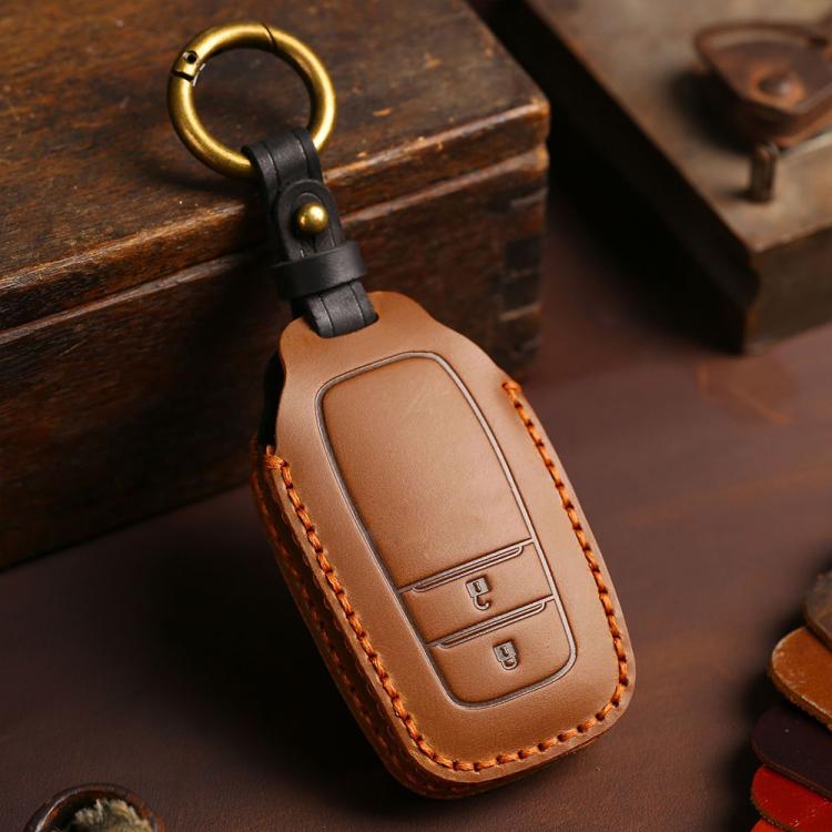For Toyota Corolla 2-button B110 Crazy Horse Cowhide Car Key Protection Cover