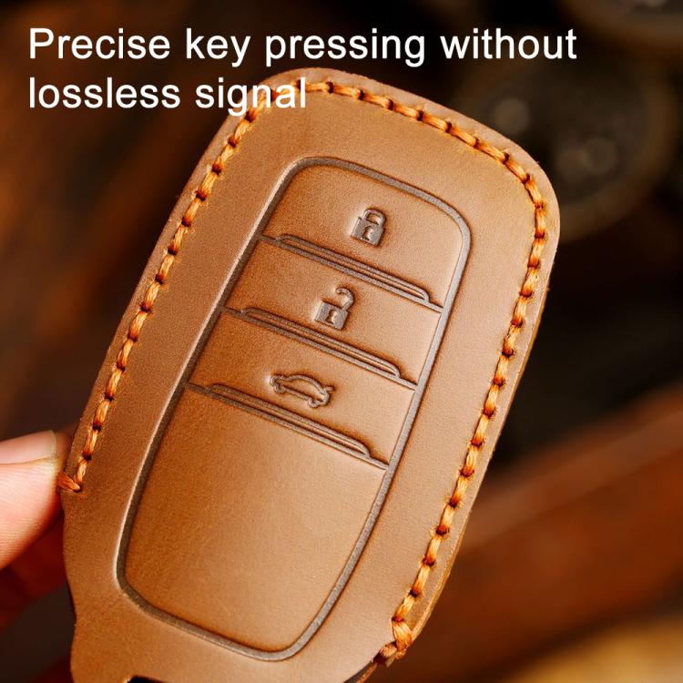 For Toyota Corolla 2-button B110 Crazy Horse Cowhide Car Key Protection Cover