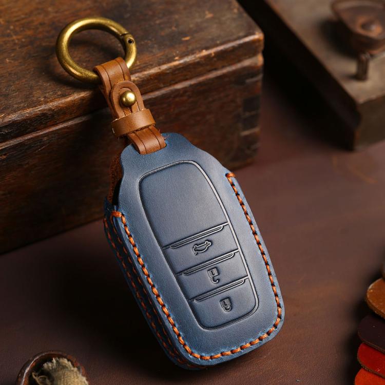 For Toyota Corolla 3-button B111 Crazy Horse Cowhide Car Key Protection Cover