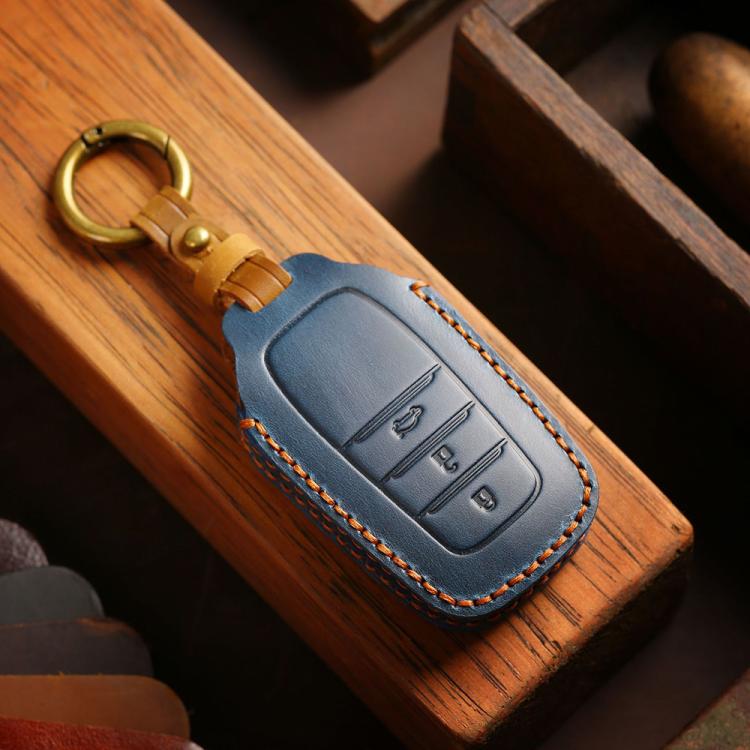 For Toyota Corolla 3-button B111 Crazy Horse Cowhide Car Key Protection Cover