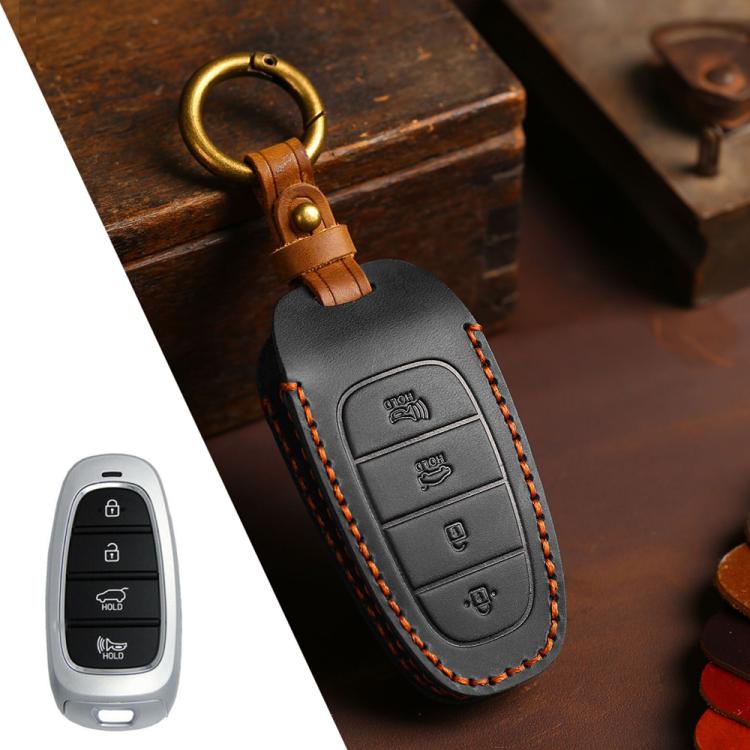 For Hyundai Staria / Sonata 4-button B122 Crazy Horse Cowhide Car Key Protection Cover