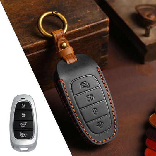 For Hyundai Staria / Sonata 4-button B122 Crazy Horse Cowhide Car Key Protection Cover