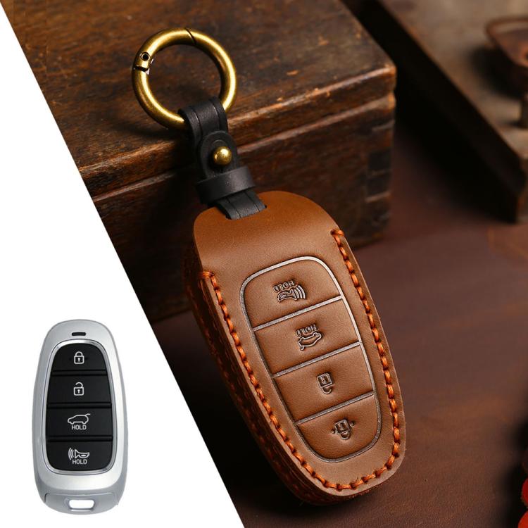 For Hyundai Staria / Sonata 4-button B122 Crazy Horse Cowhide Car Key Protection Cover