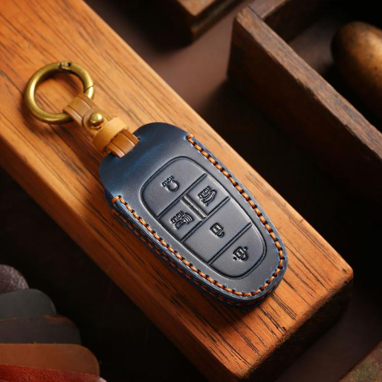 For Hyundai Staria / Sonata 7-button B124 Crazy Horse Cowhide Car Key Protection Cover