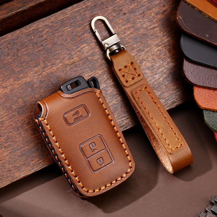 For Toyota North American 2+1-button C012 Crazy Horse Cowhide Car Key Protection Cover
