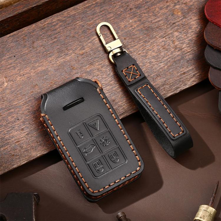 For Volvo XC60 / XC90 / S90 5-button C046 Crazy Horse Cowhide Car Key Protection Cover