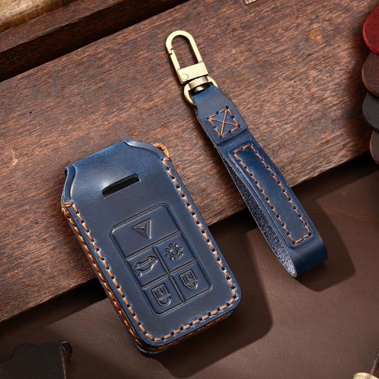 For Volvo XC60 / XC90 / S90 5-button C046 Crazy Horse Cowhide Car Key Protection Cover