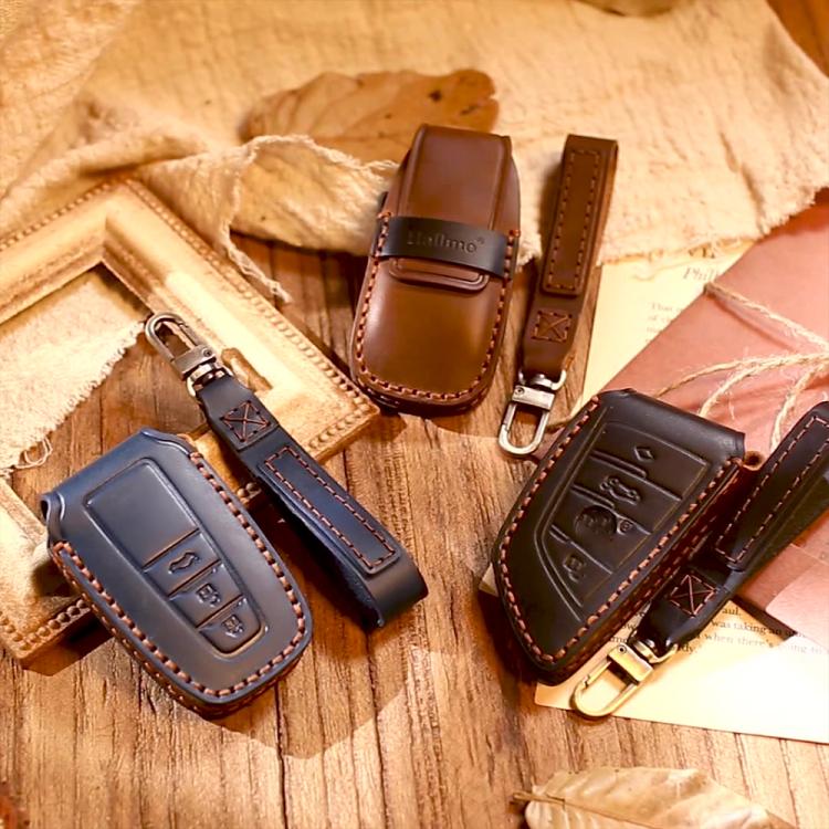 For Volvo XC60 / XC90 / S90 5-button C046 Crazy Horse Cowhide Car Key Protection Cover