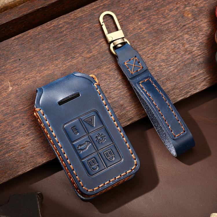 For Volvo XC60 / XC90 / S90 6-button C047 Crazy Horse Cowhide Car Key Protection Cover
