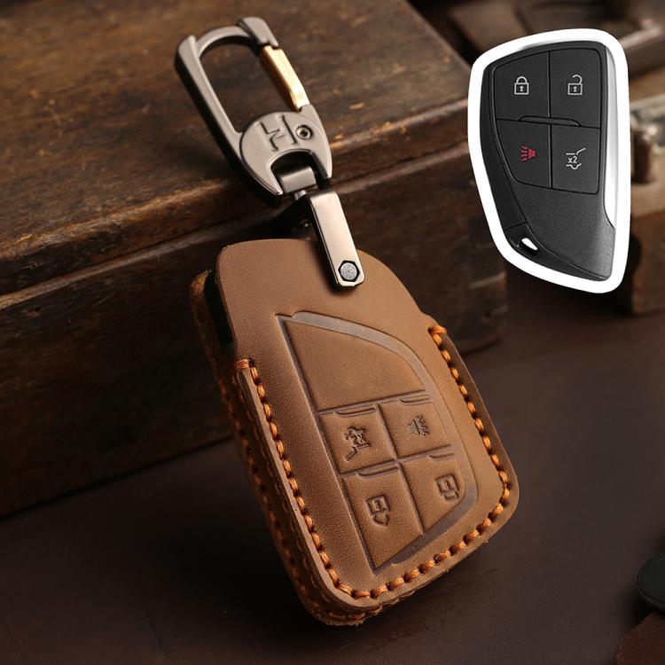 For Buick Envision Plus 2023 Hallmo Crazy Horse Cowhide Car Key Protection Cover