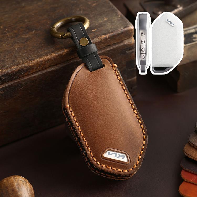 For Kia K3 / K5 2024 Hallmo Crazy Horse Cowhide Car Key Protection Cover