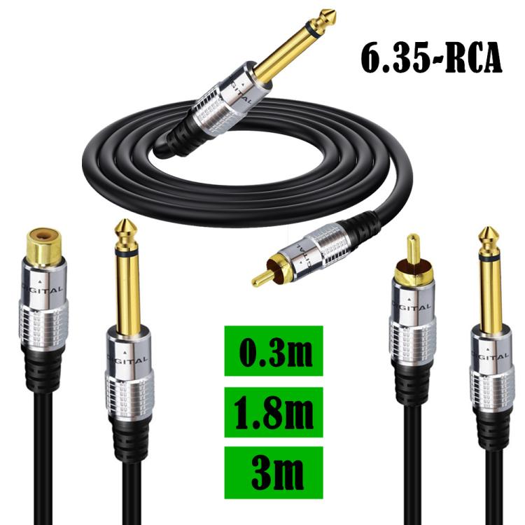 6.35mm Mono Plug Male to RCA Male Audio Adapter Cable for Ampfler, Speaker, Guitar