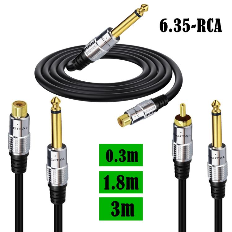 6.35mm Mono Plug Male to RCA Female Audio Adapter Cable for Ampfler, Speaker, Guitar