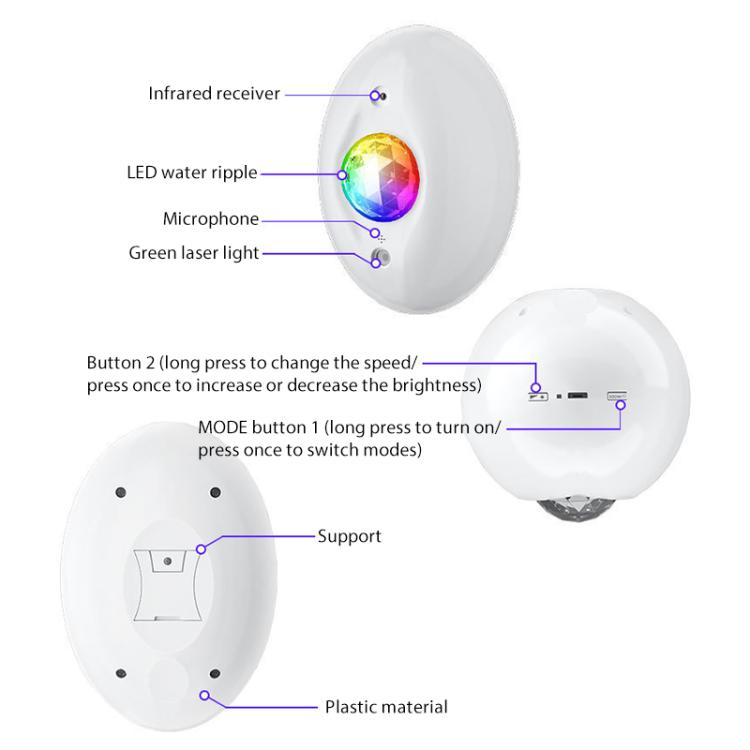 Remote Control Elliptical Starry Projection Lamp Atmosphere Light