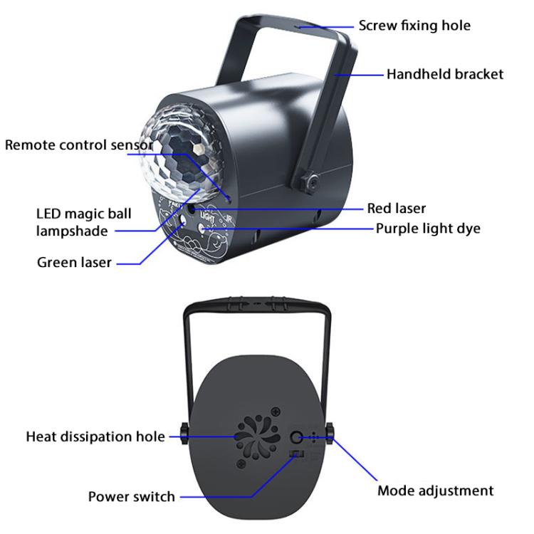 3-in-1 RGB Laser Light LED Stage Voice Control Magic Ball Lamp