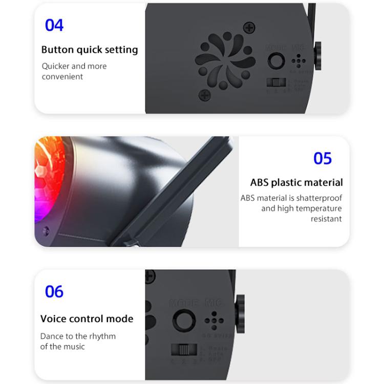 3-in-1 RGB Laser Light LED Stage Voice Control Magic Ball Lamp