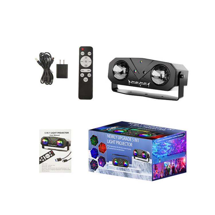 Double Magic Ball Laser Light LED Water Ripple RGB Rotating Stage Lamp