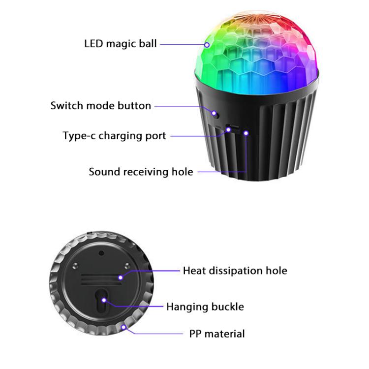 Stripe Magic Ball Light LED RGB Rotating Stage Lamp