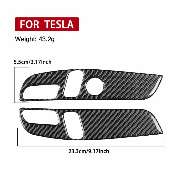 For Tesla Model 3 2023- 2pcs/Set Carbon Fiber Car Seat Adjustment Panel Decorative Sticker