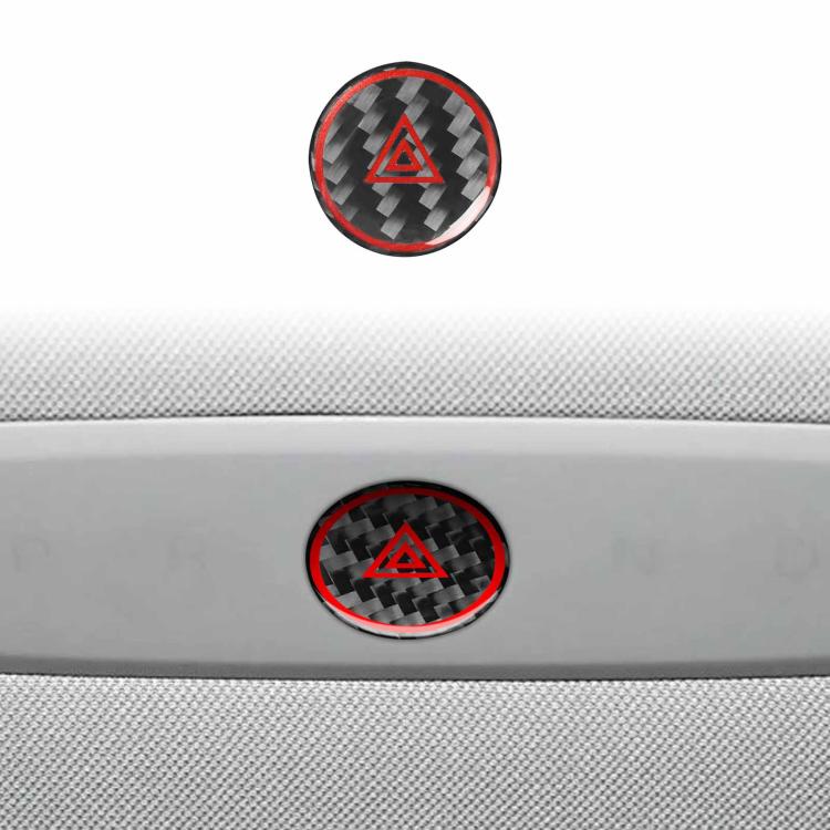 For Tesla Model 3 2023- Carbon Fiber Car Emergency Light Button with Label Decorative Sticker