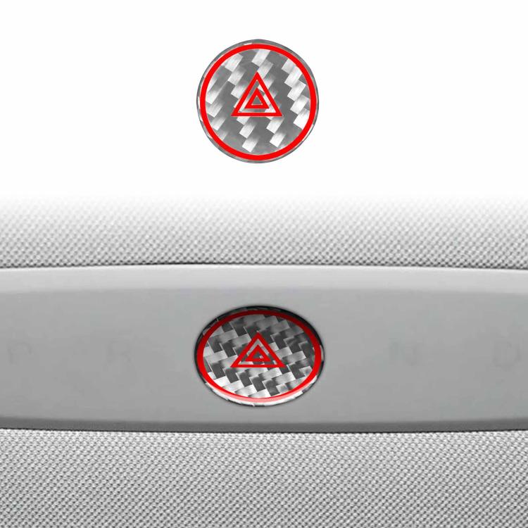 For Tesla Model 3 2023- Carbon Fiber Car Emergency Light Button with Label Decorative Sticker