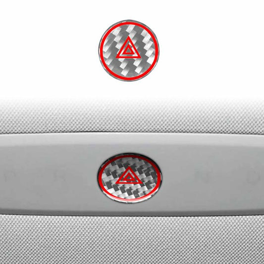 For Tesla Model 3 2023- Carbon Fiber Car Emergency Light Button with Label Decorative Sticker