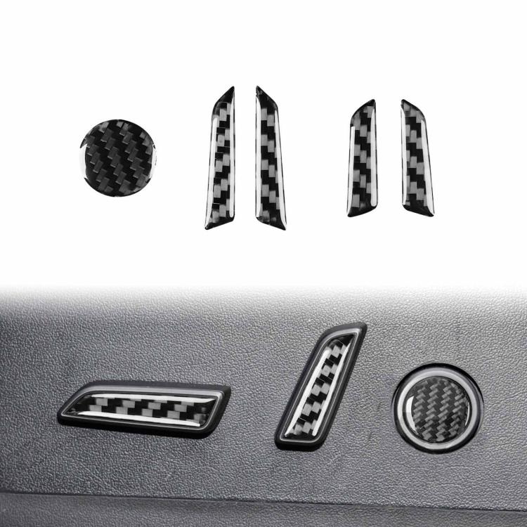 For Tesla Model 3 2023- 5pcs/Set Carbon Fiber Car Seat Adjustment Button Decorative Sticker