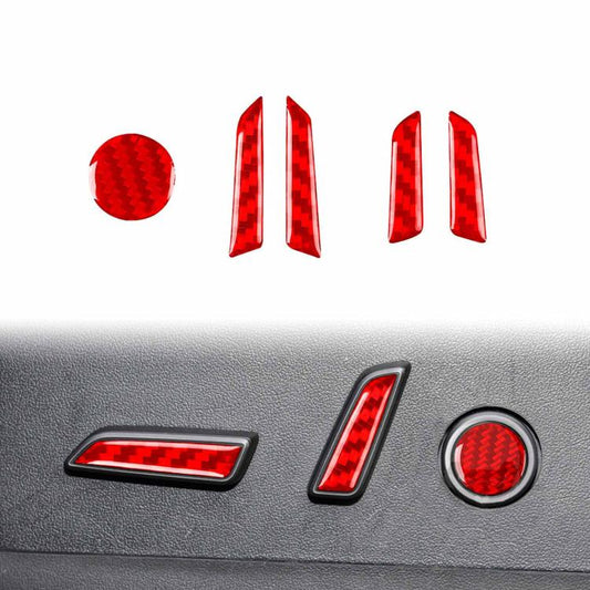 For Tesla Model 3 2023- 5pcs/Set Carbon Fiber Car Seat Adjustment Button Decorative Sticker
