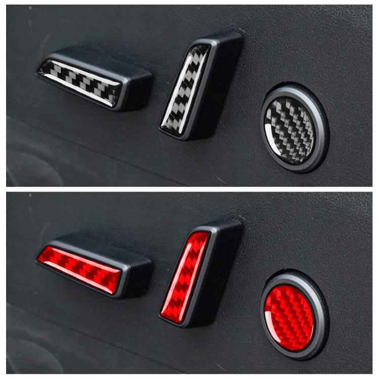 For Tesla Model 3 2023- 5pcs/Set Carbon Fiber Car Seat Adjustment Button Decorative Sticker