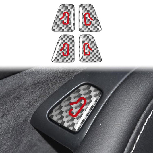 For Tesla Model 3 2019-2023 / Y 2019-2024 4pcs/Set Carbon Fiber Car Door Switch Decorative Sticker with Label