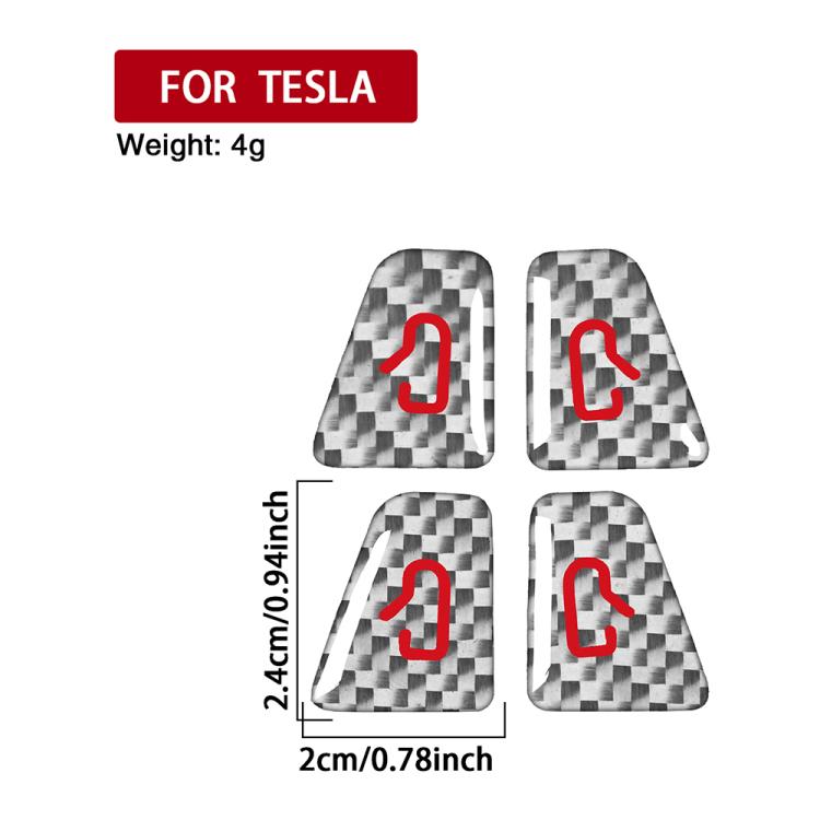 For Tesla Model 3 2019-2023 / Y 2019-2024 4pcs/Set Carbon Fiber Car Door Switch Decorative Sticker with Label