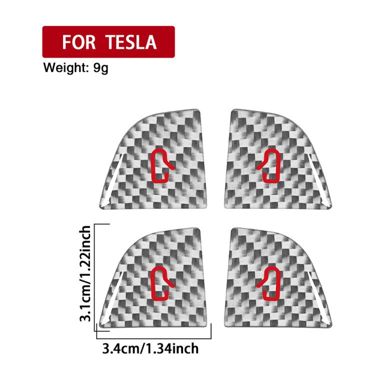 For Tesla Model 3 New Edition 2023+ 4pcs/Set Carbon Fiber Car Door Switch Decorative Sticker with Label