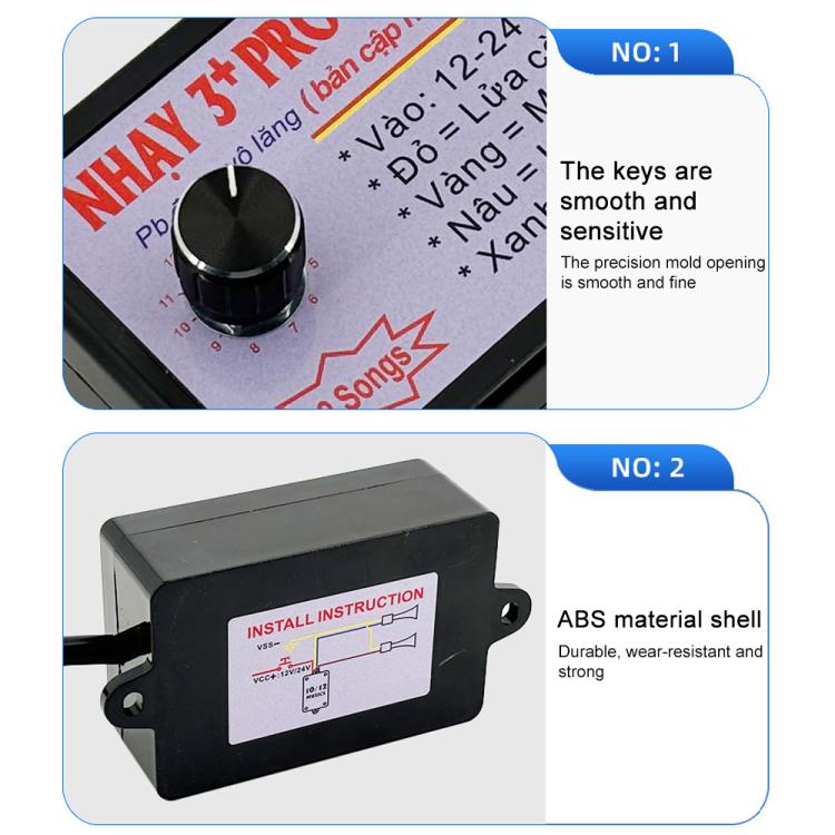 12V / 24V Universal Car Horn Controller 12 Sound Effects Sound Control Speaker