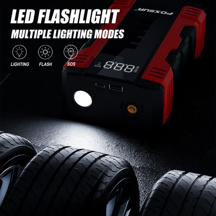 FOXSUR Car Emergency Starter Power Supply Multi-function Portable Car Air Pump