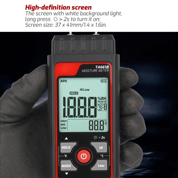 TASI TA661B Wood Moisture Meter Quickly Measure Moisture Content Tester Temperature Humidity Detector