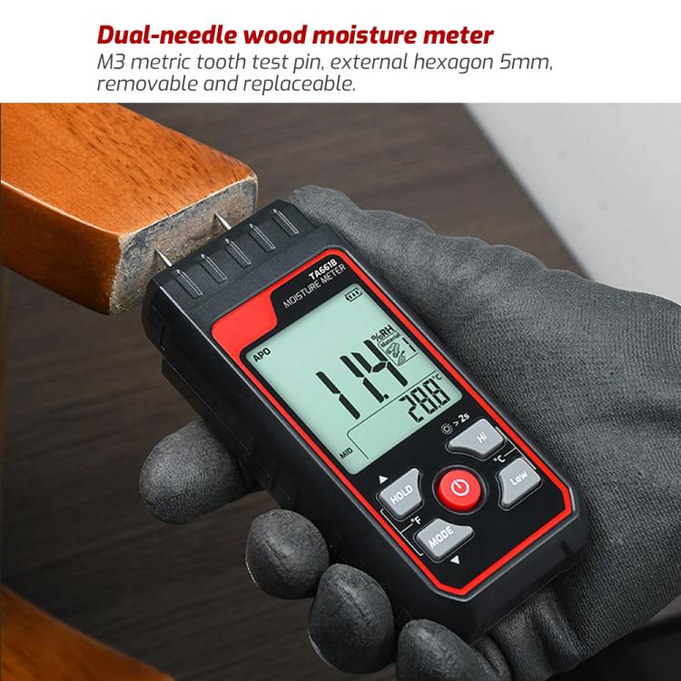 TASI TA661B Wood Moisture Meter Quickly Measure Moisture Content Tester Temperature Humidity Detector