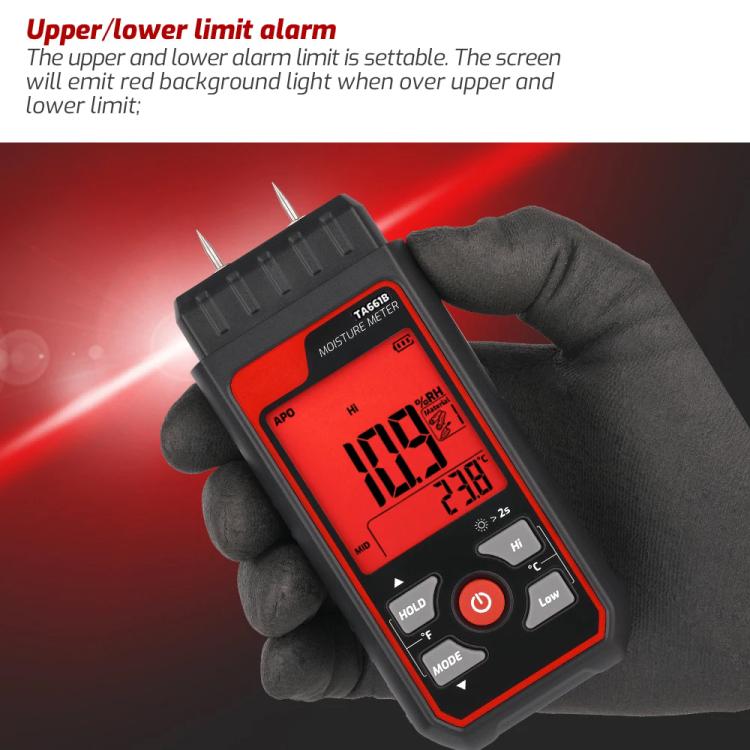 TASI TA661B Wood Moisture Meter Quickly Measure Moisture Content Tester Temperature Humidity Detector