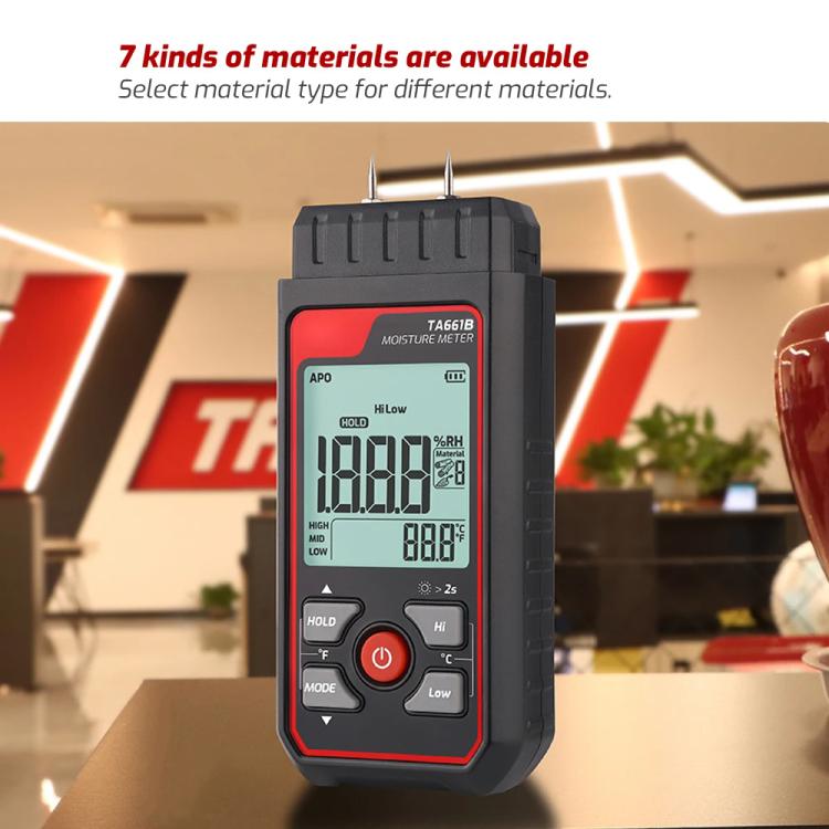 TASI TA661B Wood Moisture Meter Quickly Measure Moisture Content Tester Temperature Humidity Detector