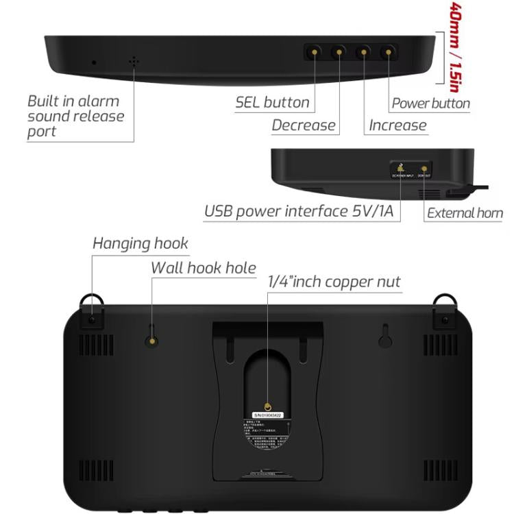 TRSI TA623A Industrial Wall-mounted Thermometer Hygrometer, Built-in Probe