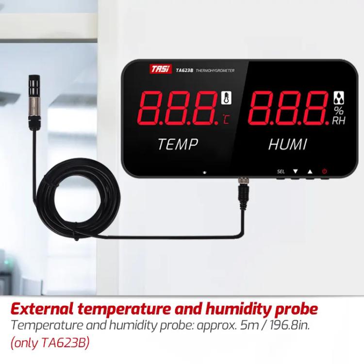 TRSI TA623B Industrial Wall-mounted Thermometer Hygrometer, External 5-meter Probe