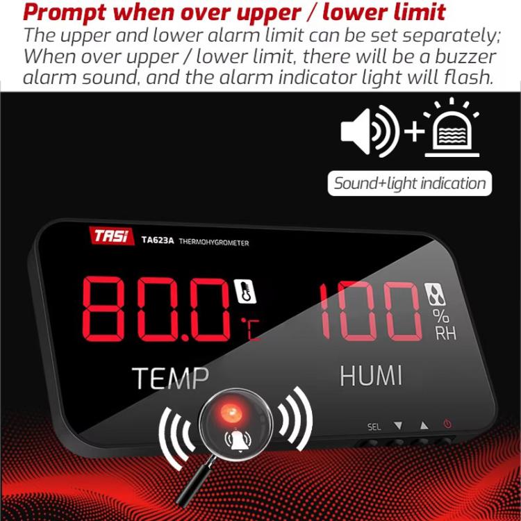 TRSI TA623B Industrial Wall-mounted Thermometer Hygrometer, External 5-meter Probe