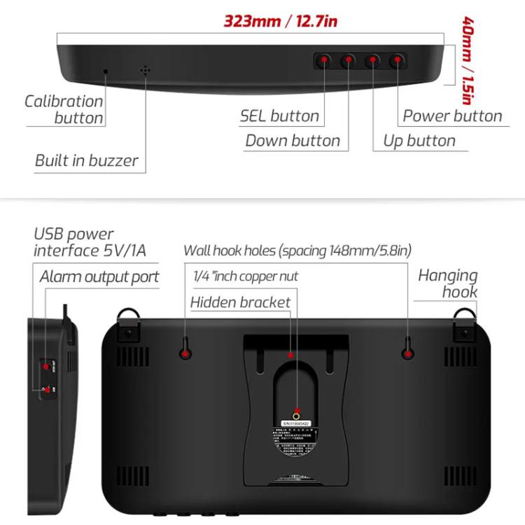 TRSI TA654B Large Screen Wall-mounted Noise Meter Decibel Detector Device