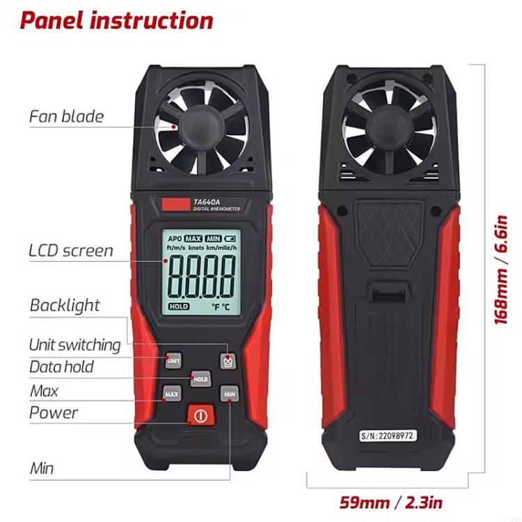 TRSI TA640A Handheld High Precision Wind Speed Instrument Wind Volume Tester