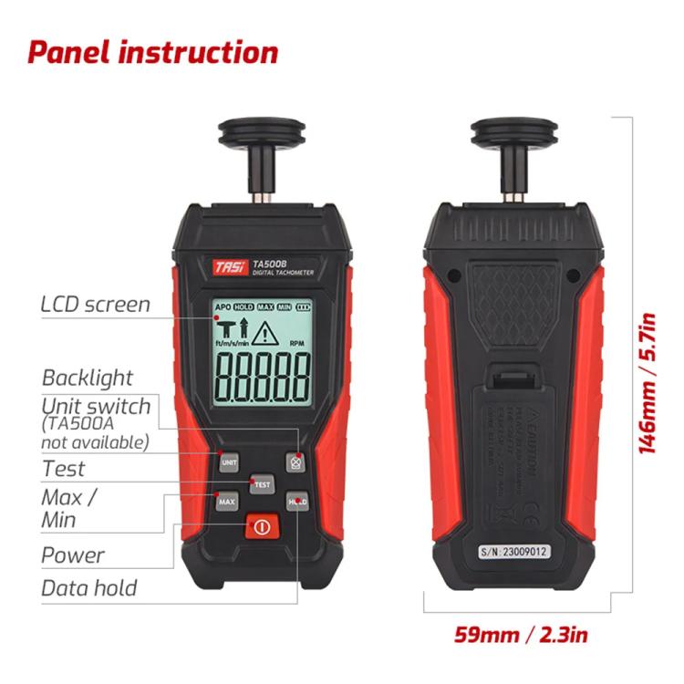 TASI TA500B Contact Measurement Laser Tachometer Digital Display Measuring Speed Meter