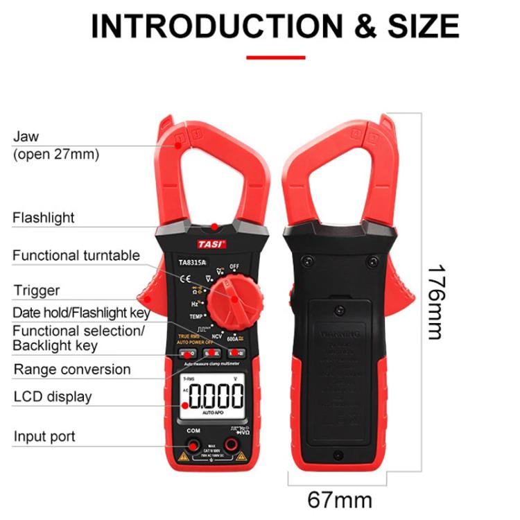 TRSI TA8315A Clamp Meter High Accuracy AC DC Voltage Ammeter