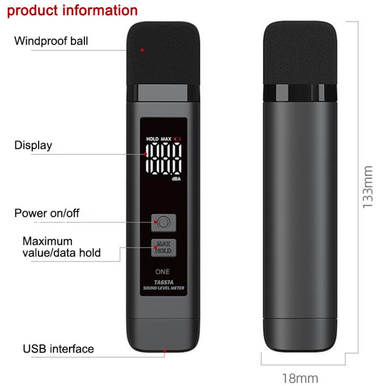 TRSI TA657A Rechargeable Noise Meter Decibel Detector Device