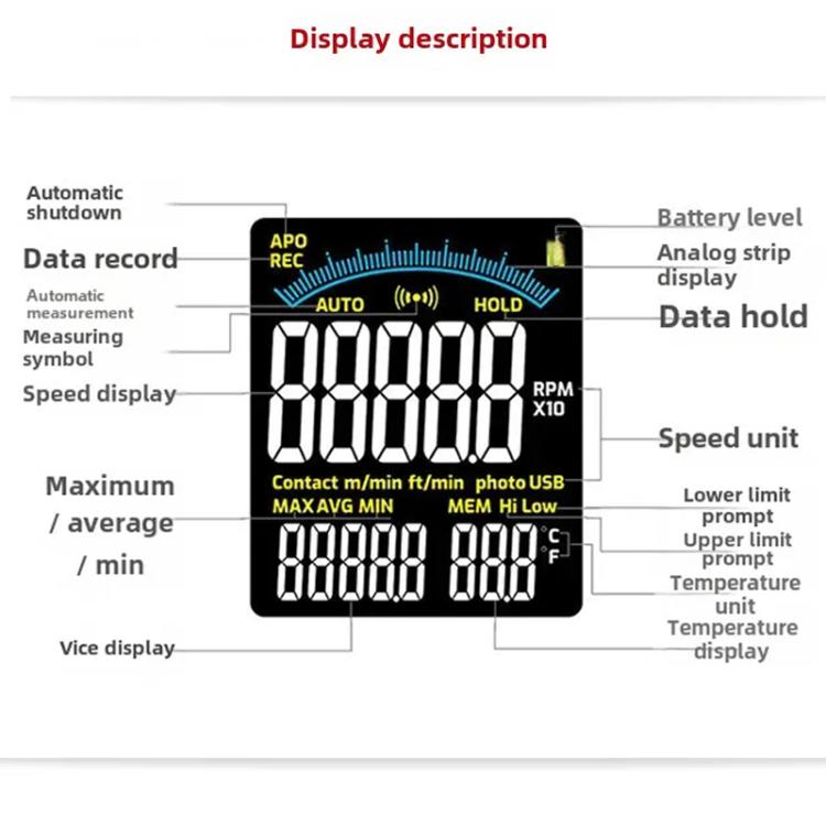 Portable Measuring Speed Meter Digital Display Laser Tachometer