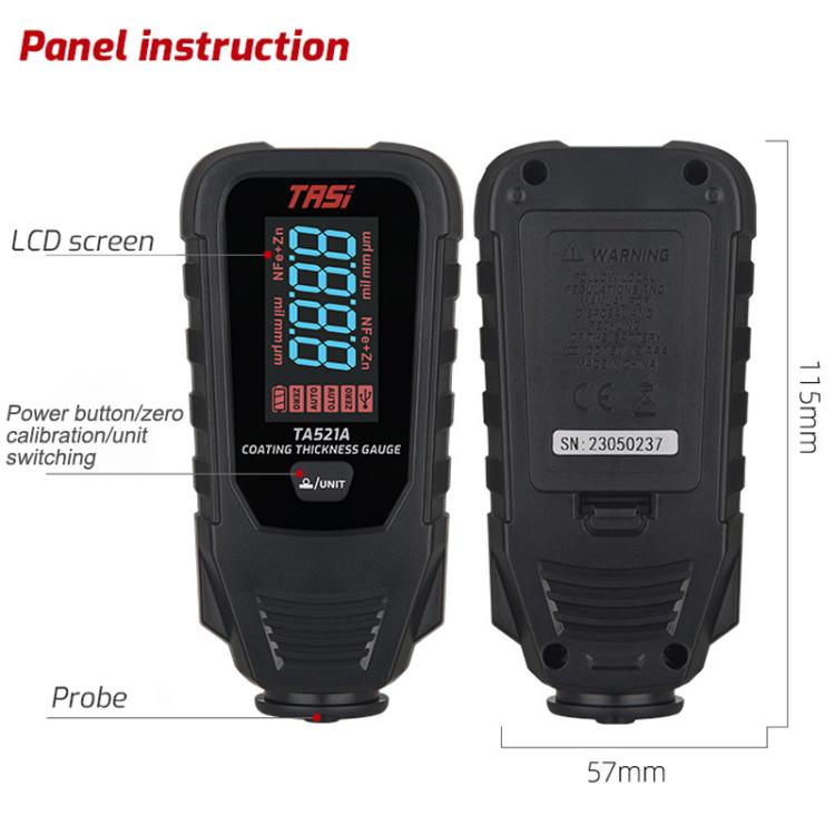 TASI TA521A Car Paint Film Meter Paint Surface Tester Coating Thickness Gauge