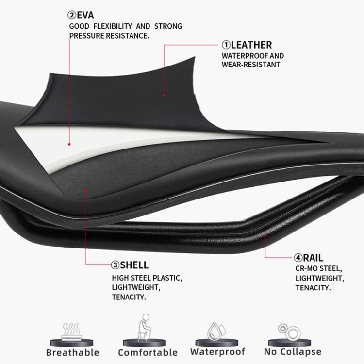TOSEEK TS101 Road Mountain Bike Leather Saddle