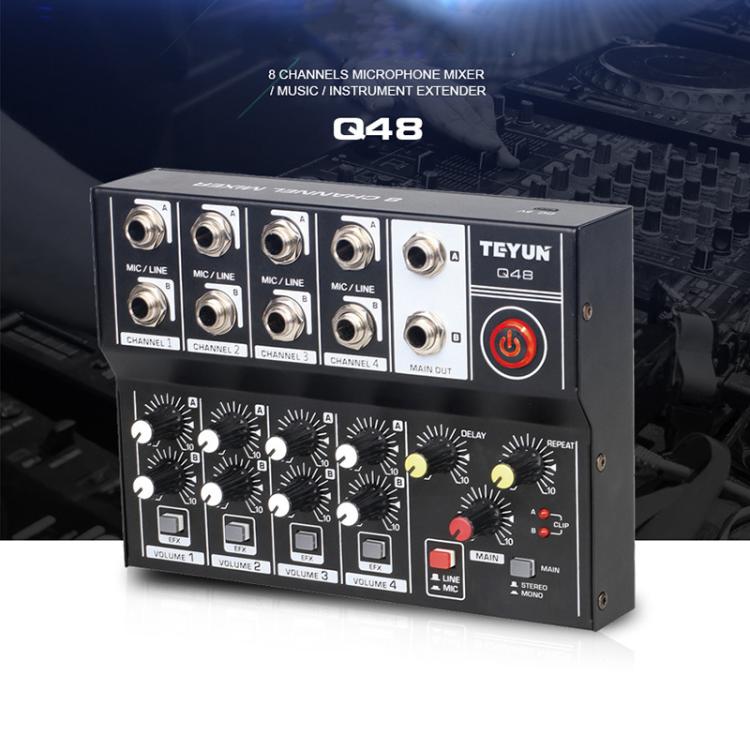 TEYUN Q48 8-Channels Microphone Audio Mixer